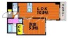 エスコパークヒルズ問屋町 1LDKの間取り