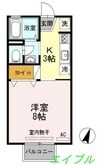 レインボーハイツ　B棟　 1Kの間取り