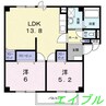 プレーヌ吉田 2LDKの間取り
