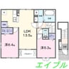 マルカ今保 2LDKの間取り