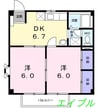 フラワーロード 2DKの間取り