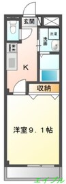 シャイン・ヴェルジェ 1Kの間取り