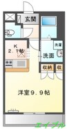 ピュアローズ 1Kの間取り