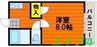 ラ・パルテール当新田 1Kの間取り