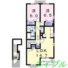 アルページュ植松Ｂ 2LDKの間取り
