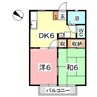 サンビレッジ大熊A 2DKの間取り