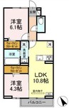 ソレアード 2LDKの間取り