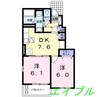 サンリットのぞみ 2DKの間取り