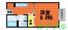 オアーゼ 1Kの間取り