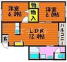 ベルリード今在家Ｂ棟 2LDKの間取り