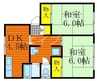 清水コーポF 2DKの間取り