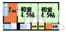 山忠マンション 2Kの間取り
