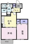 サンブライトＢ棟 2DKの間取り
