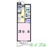 ハーベスト下中野 1Kの間取り