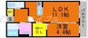 マストゥーラ妹尾 1LDKの間取り