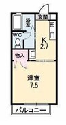 ディア　エスタ　Ｂ棟 1Kの間取り