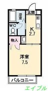 ディア　エスタ　Ｂ棟 1Kの間取り