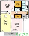 クラウディア　A棟 2DKの間取り