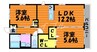 フローレンスⅢ 2LDKの間取り