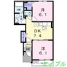 コンフォート東塚Ｈ 2DKの間取り