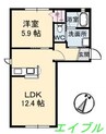 プレミアムコート　Ａ棟 1LDKの間取り