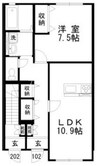 ラグドール　B棟 1LDKの間取り
