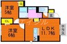 ヴィラ・ボヌール　Ｄ棟 2LDKの間取り