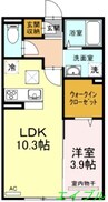 D-room浜野 1LDKの間取り