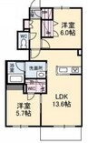 アドリーム　A棟 2LDKの間取り