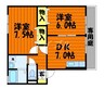 ウエストパレス　A 2DKの間取り
