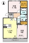 Jade　A棟 2LDKの間取り