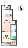 プリズムグレイス 1DKの間取り