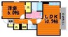 アンシャンテⅡ 1LDKの間取り