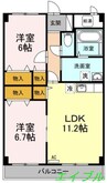 パルティール葦高 2LDKの間取り