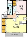 ラ・フルールB棟 1LDKの間取り
