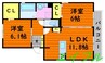 キャスバル　Ａ棟 2LDKの間取り