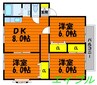 サンガーデン水川　B棟 3DKの間取り