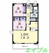 シャン・ド・フルール 2LDKの間取り