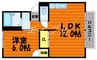 プレジール林 1LDKの間取り