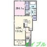 クロワッサン　デ　リュンヌ 1LDKの間取り