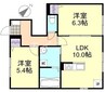 コーポアズ　C棟 2LDKの間取り