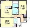 コーポアズ　B棟 2LDKの間取り