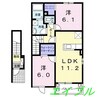 コリーヌＢ棟 2LDKの間取り