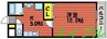 ノーブル西長瀬 1DKの間取り