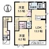 モンターニュ　A棟 2LDKの間取り