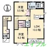 モンターニュ　A棟 2LDKの間取り