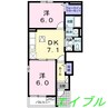 サンファミリア 2DKの間取り