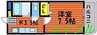 ルマージュ平野 1Kの間取り