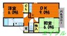 セジュール中村B棟 2DKの間取り
