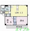 プラドールみるしまＢ棟 2LDKの間取り